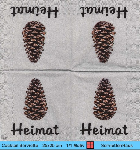 Heimat mit Tannenzapfen - 1 Cocktail Serviette